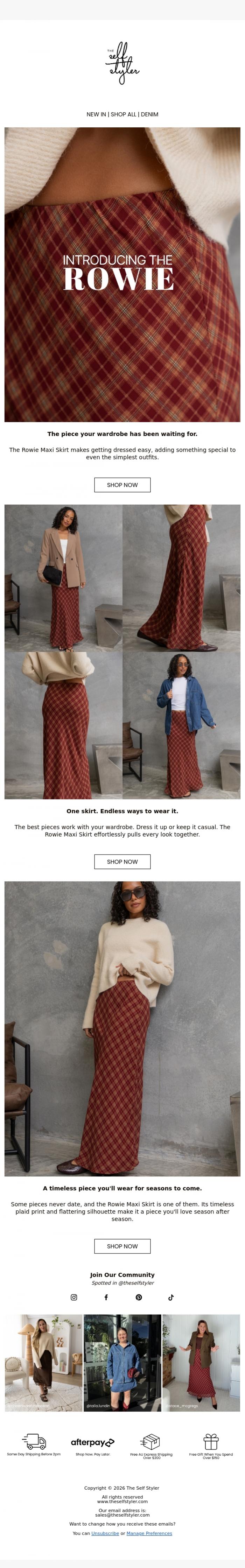 Email Design Inspiration from The Self Styler, Meet The Skirt You'll Wear On Repeat