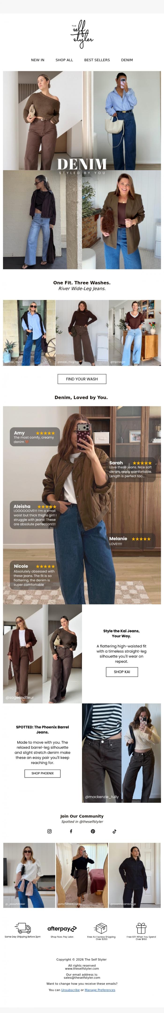 Email Design Inspiration from The Self Styler, Which pair are you choosing? 👖
