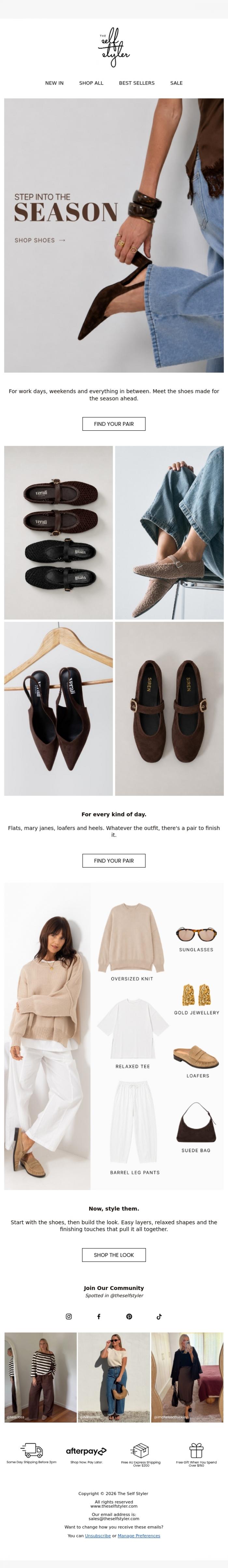 Email Design Inspiration from The Self Styler, Okay, but what shoes?