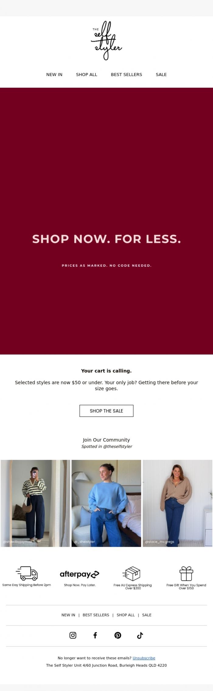 Email Design Inspiration from The Self Styler, Styles $50 and under? Yes, really.