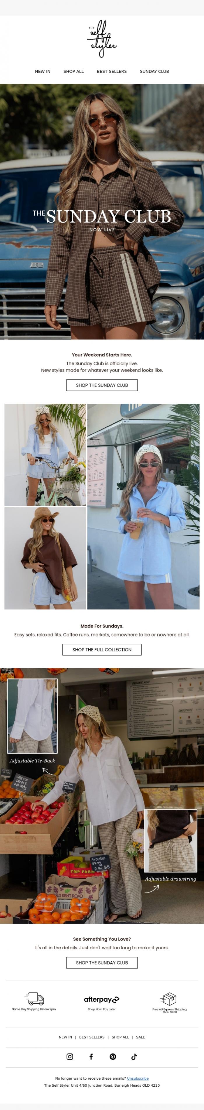 Email Design Inspiration from The Self Styler, The Sunday Club is waiting... 👀