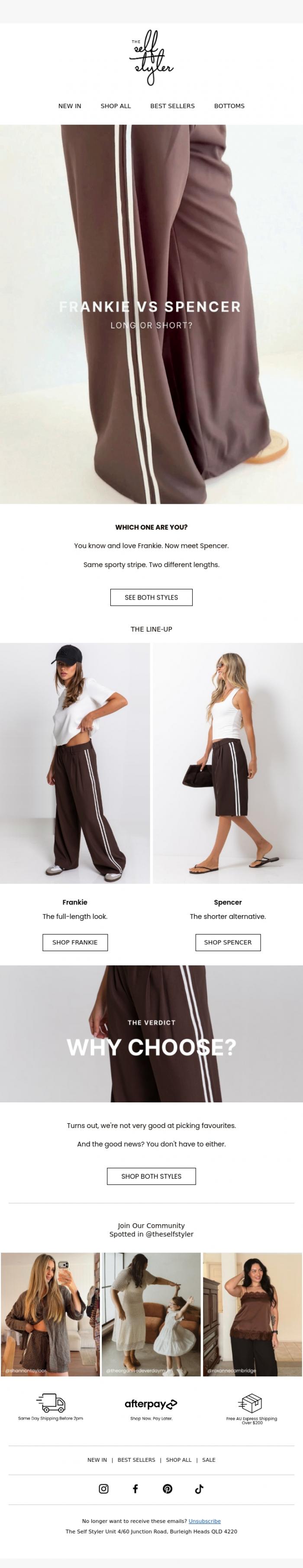 Email Design Inspiration from The Self Styler, Frankie, you've got competition...
