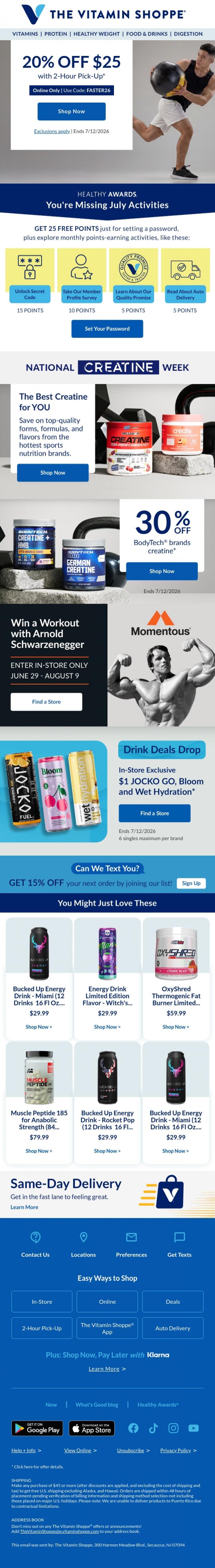 Email Design Inspiration from The Vitamin Shoppe, Fastest way to save? 2-Hour Pick-Up!