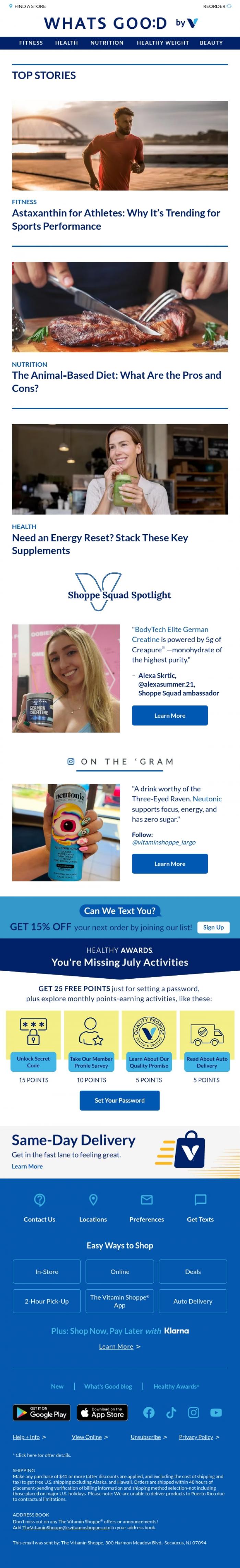 Email Design Inspiration from The Vitamin Shoppe, Why athletes are suddenly into astaxanthin
