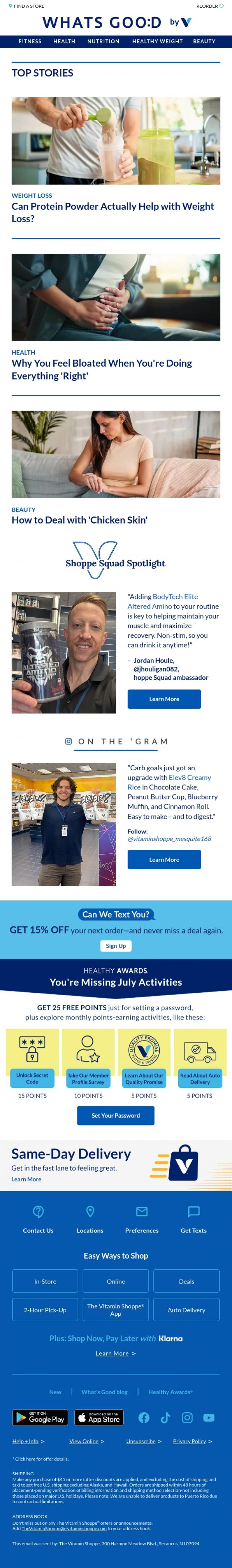 Email Design Inspiration from The Vitamin Shoppe, Can protein help you lose weight?