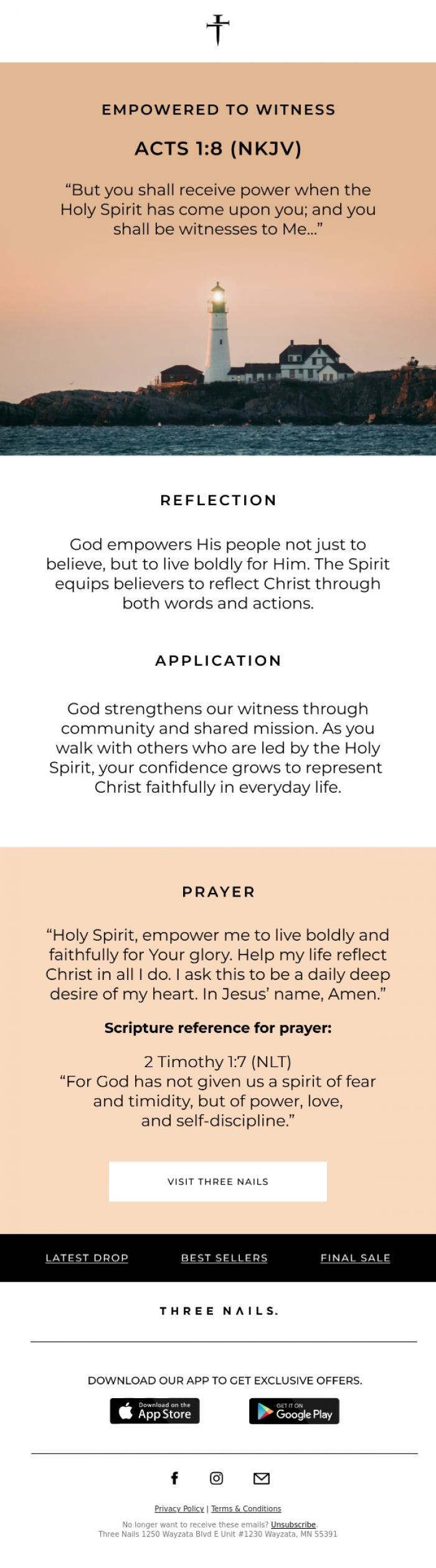Email Design Inspiration from Three Nails., Devotional Hour 🙏
