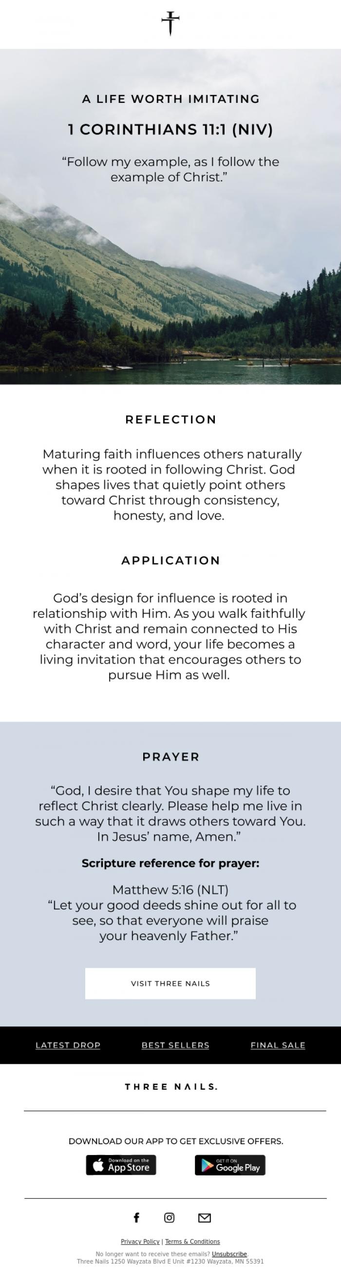 Email Design Inspiration from Three Nails., Devotional Hour 🙏