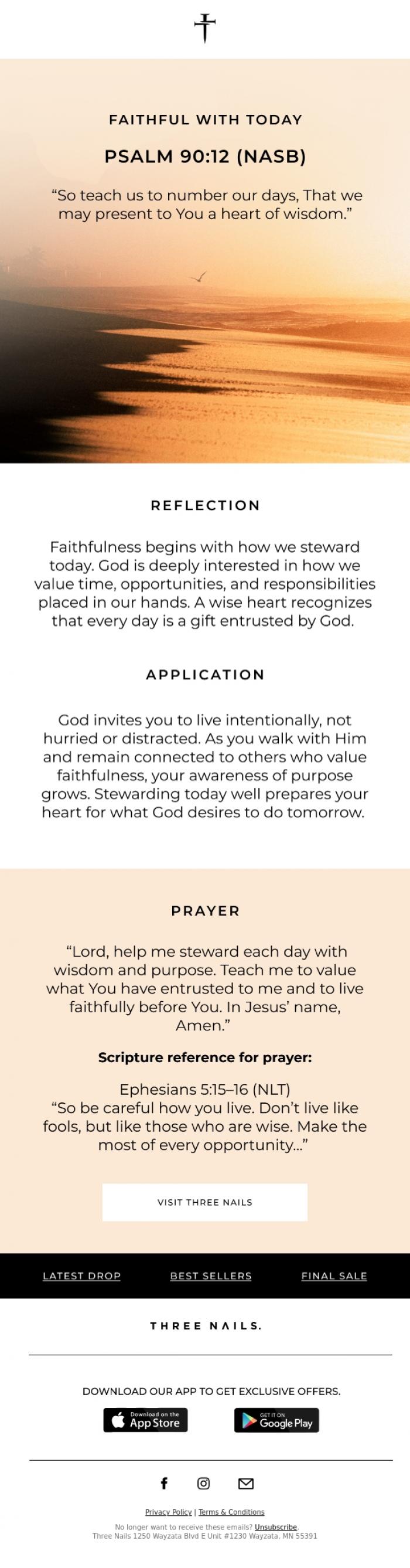 Email Design Inspiration from Three Nails., Devotional Hour 🙏