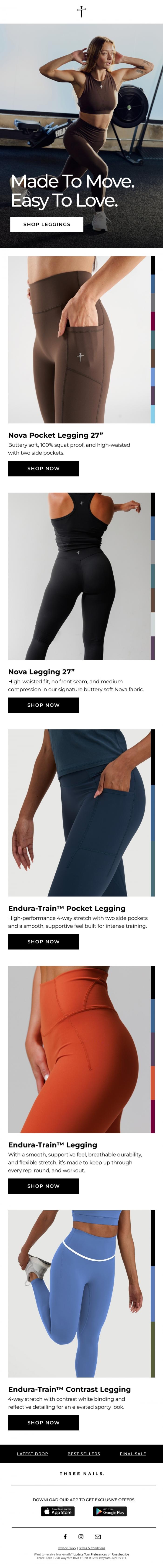Email Design Inspiration from Three Nails., Move Without Limits.