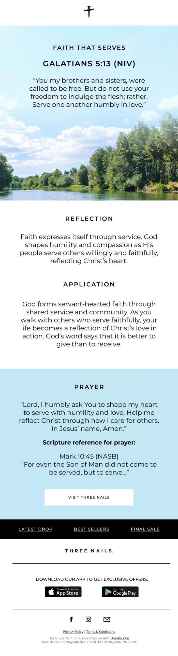 Email Design Inspiration from Three Nails., Devotional Hour 🙏