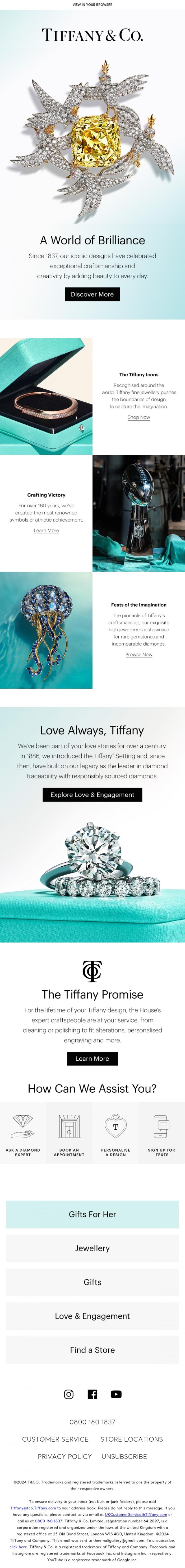 Email Design Inspiration from Tiffany & Co., Welcome to Tiffany
