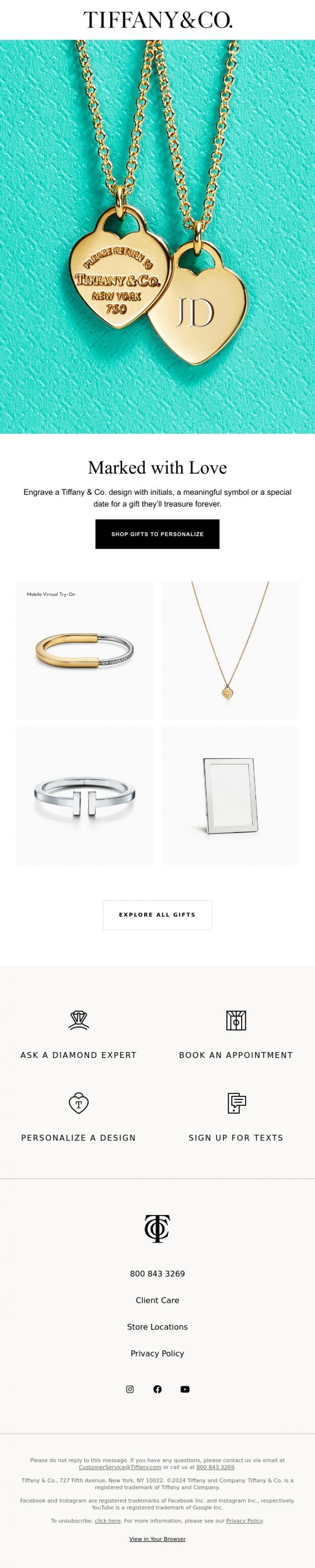 Email Design Inspiration from Tiffany & Co., Express Your Sentiment with Personalized Tiffany Designs