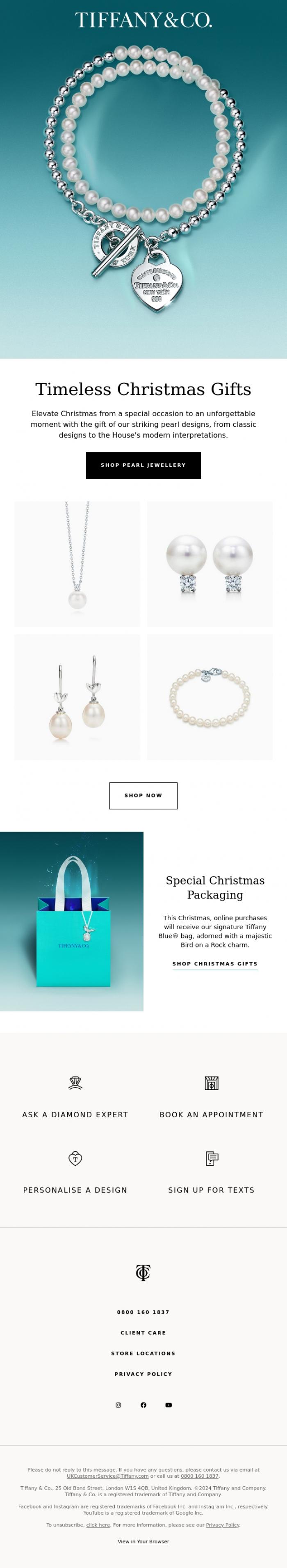 Email Design Inspiration from Tiffany & Co., Pearl Jewellery They'll Treasure