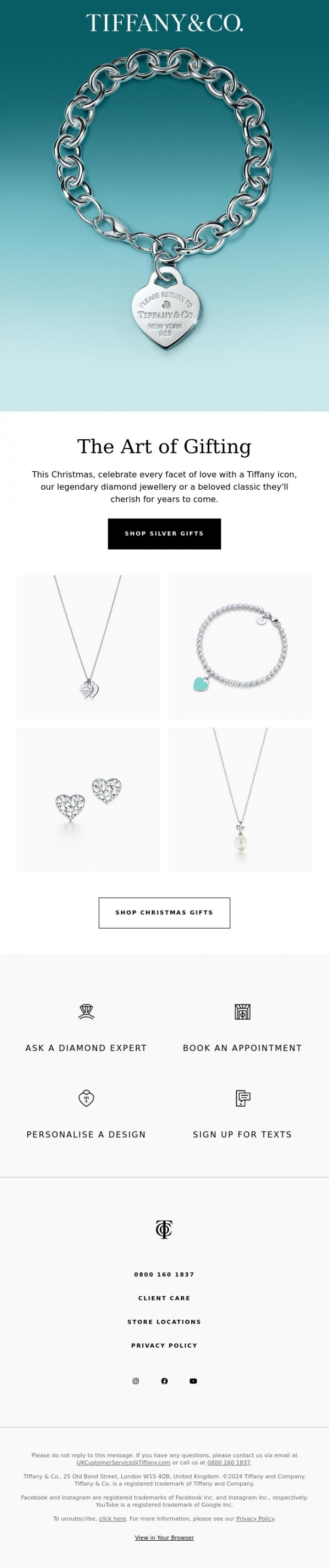 Email Design Inspiration from Tiffany & Co., The Most Popular Gifts of the Season