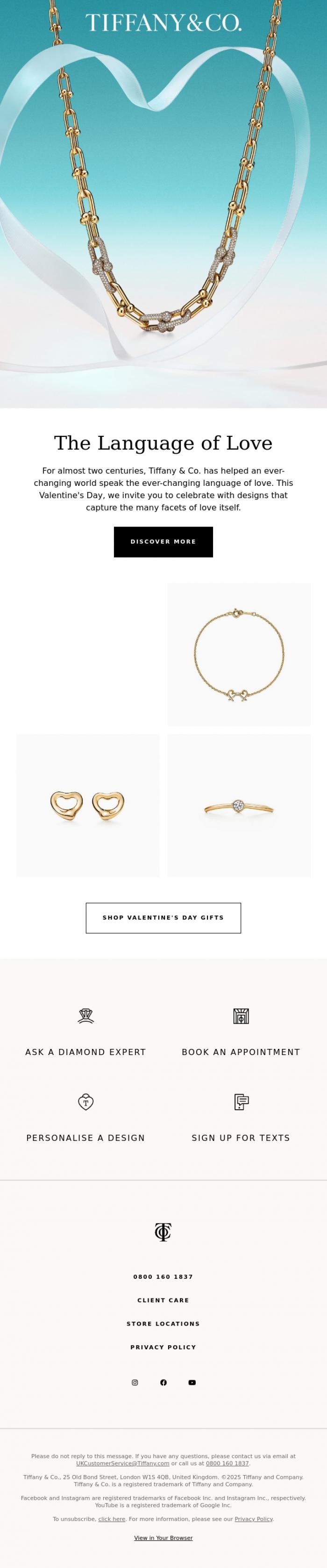 Email Design Inspiration from Tiffany & Co., Speaking the Language of Love Since 1837