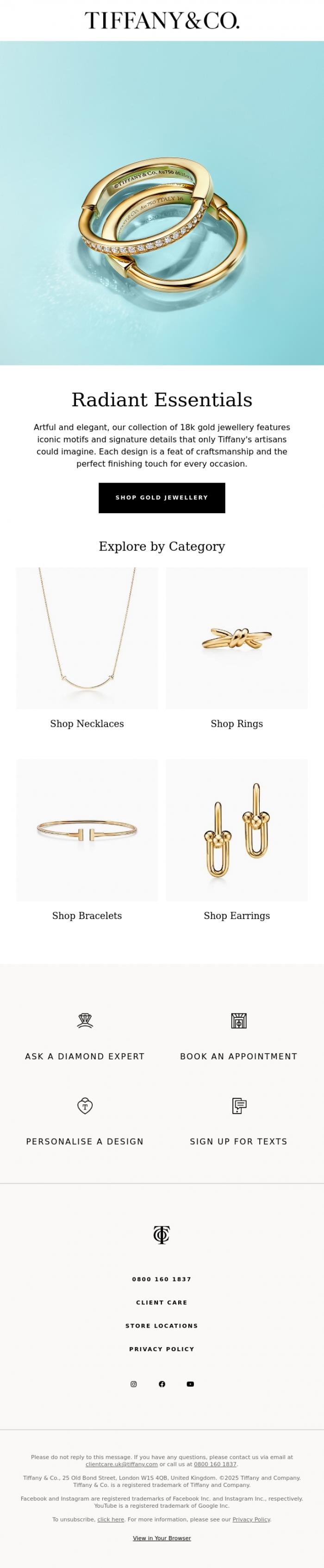 Email Design Inspiration from Tiffany & Co., Discover the House's Extraordinary Gold Jewellery