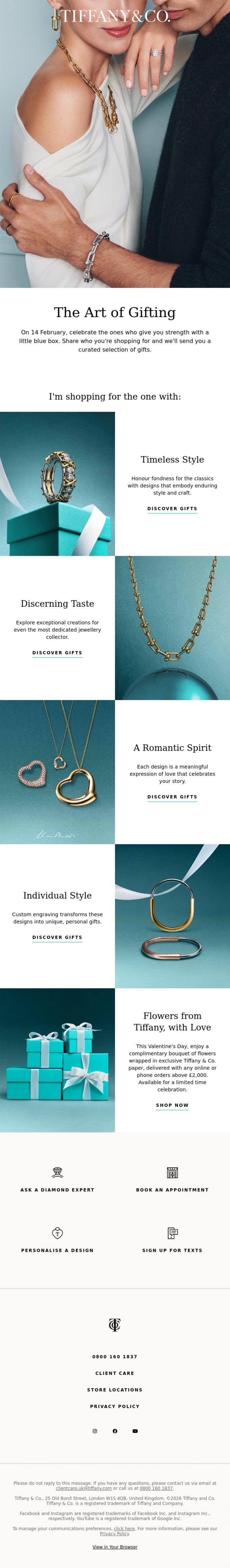 Email Design Inspiration from Tiffany & Co., Find the Perfect Valentine's Day Gift