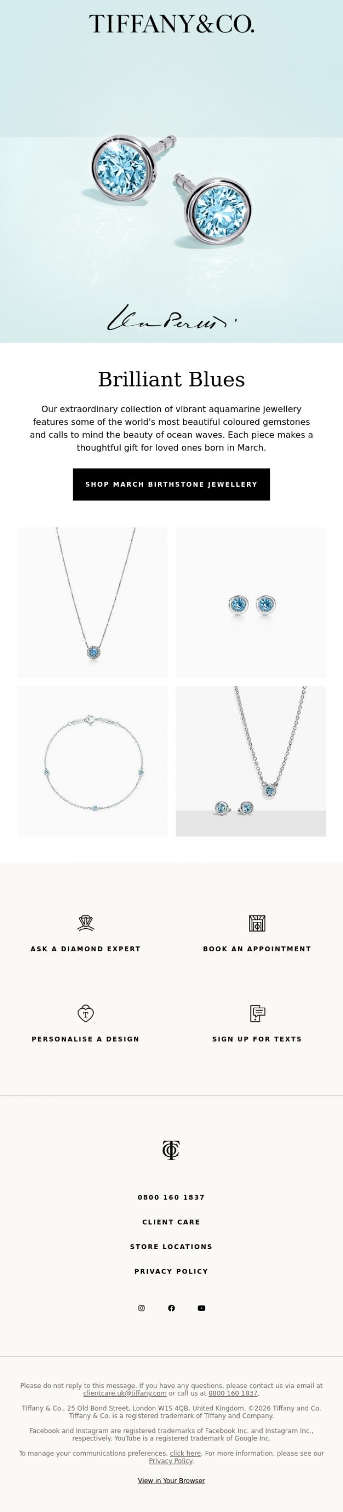 Email Design Inspiration from Tiffany & Co., Shopping for a March Birthday?