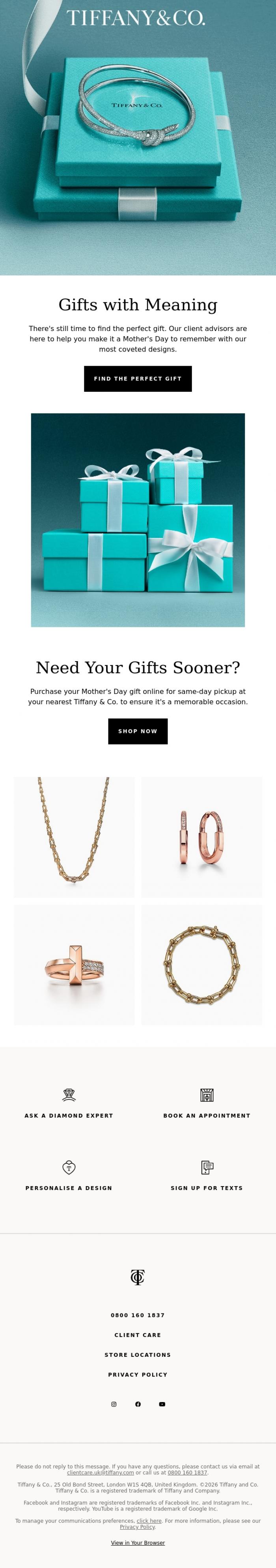 Email Design Inspiration from Tiffany & Co., Still Looking for the Perfect Mother's Day Gift?