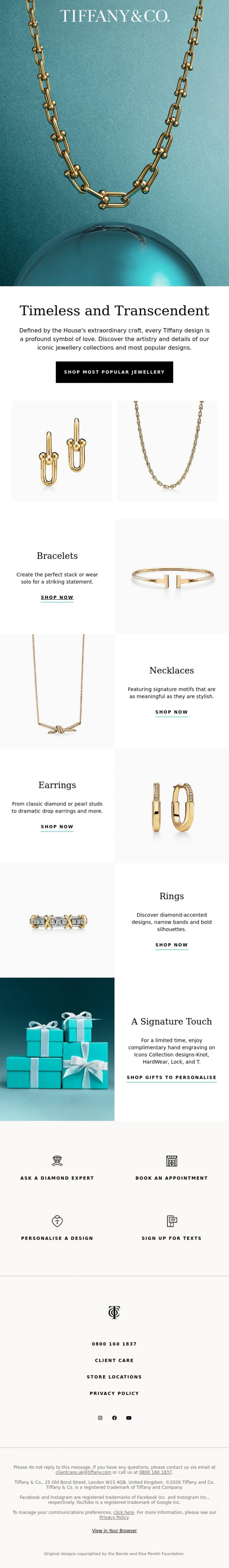 Email Design Inspiration from Tiffany & Co., Discover Tiffany's Most Coveted Designs