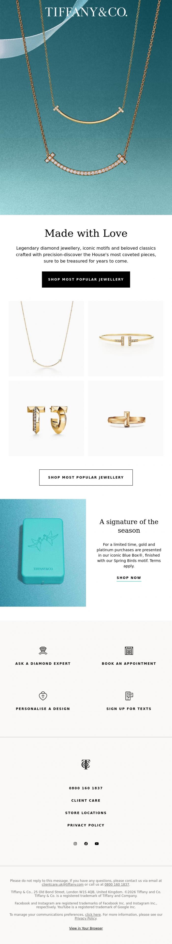 Email Design Inspiration from Tiffany & Co., The House's Most Popular Jewellery