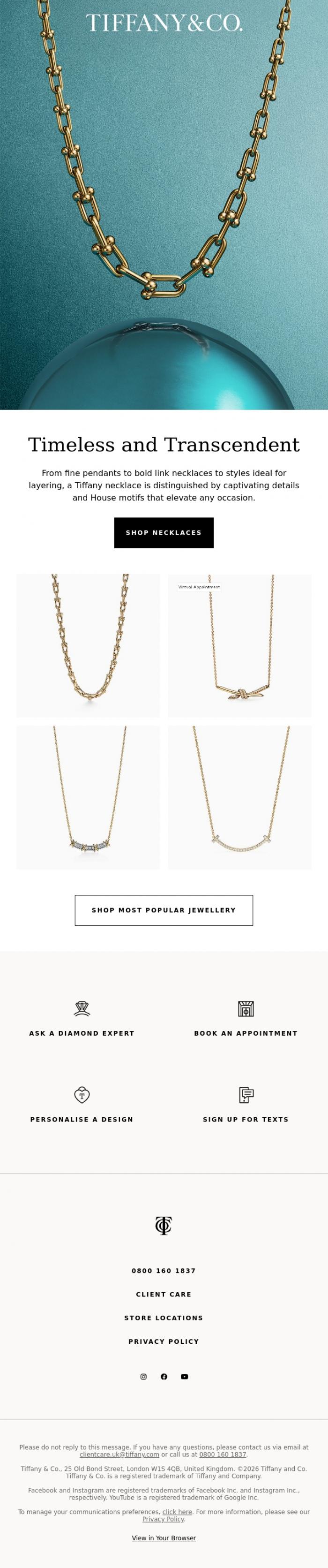 Email Design Inspiration from Tiffany & Co., The Essential Tiffany Necklaces