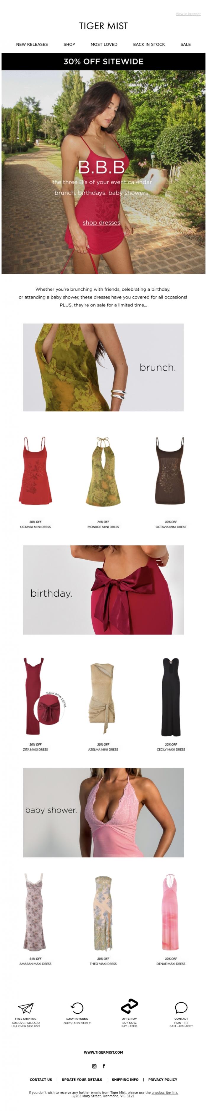 Email Design Inspiration from Tiger Mist, B.B.B: The 3 B's of your event calendar ✨