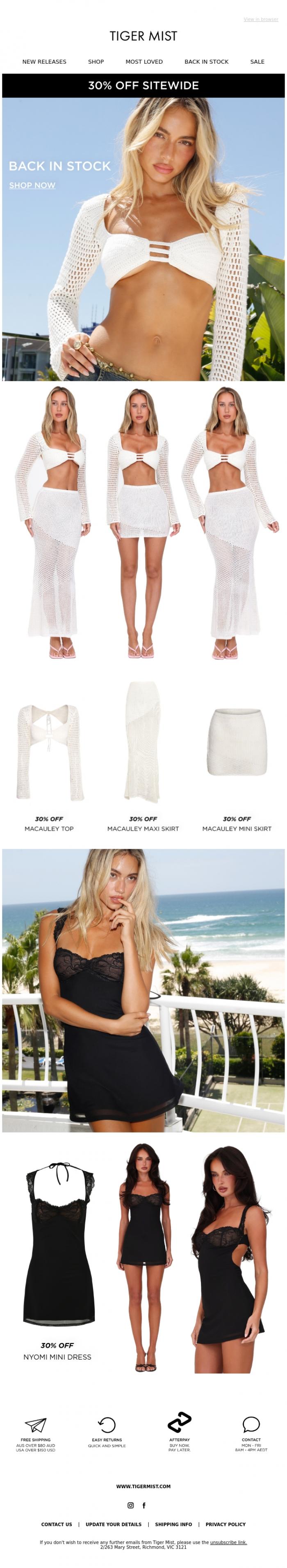 Email Design Inspiration from Tiger Mist, Remember Me? 💕 Macauley's Back In Stock
