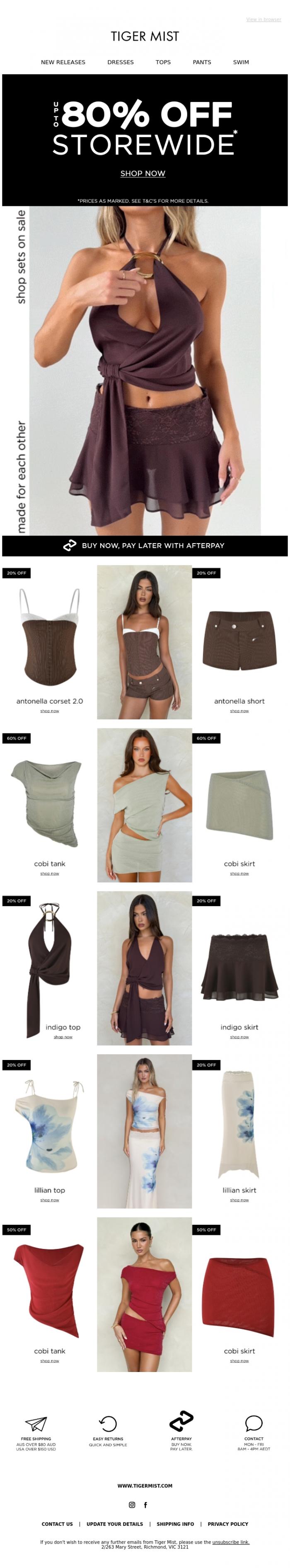 Email Design Inspiration from Tiger Mist, Up to 80% Off Matching Sets 👯&zwj;♀️ Shop Now