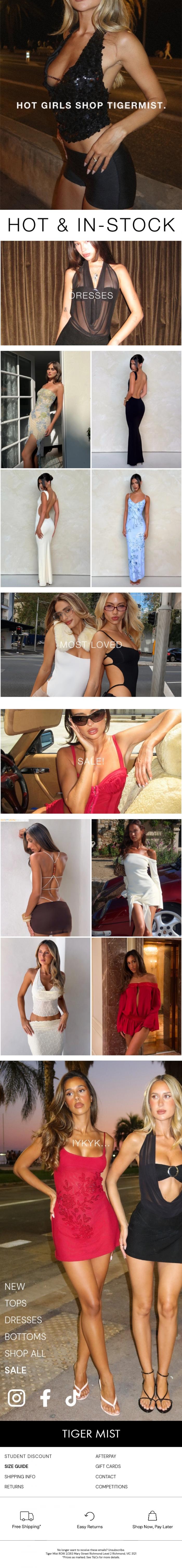 Email Design Inspiration from Tiger Mist, Hot girls shop Tiger Mist 🖤