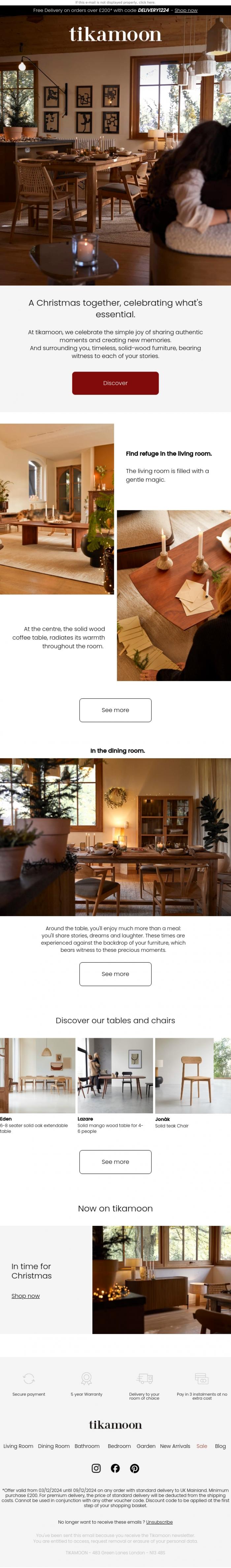 Email Design Inspiration from Tikamoon, 🎄 ﻿Choose our furniture to enjoy the festive season