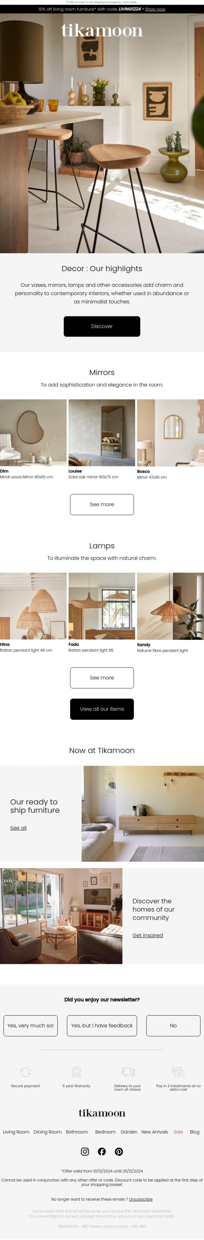 Email Design Inspiration from Tikamoon, 🎁 ﻿Decorative gift ideas for timeless style