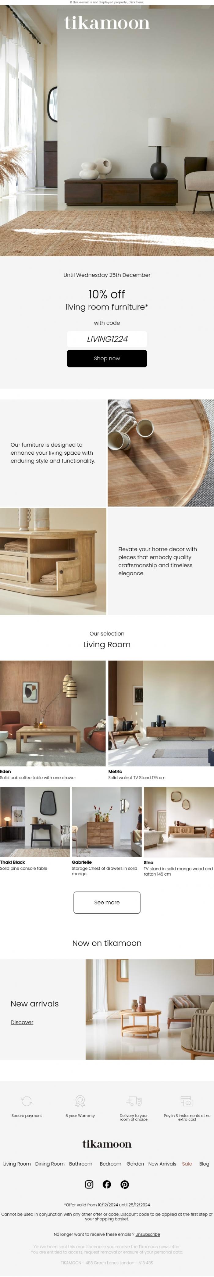 Email Design Inspiration from Tikamoon, Time for conviviality !