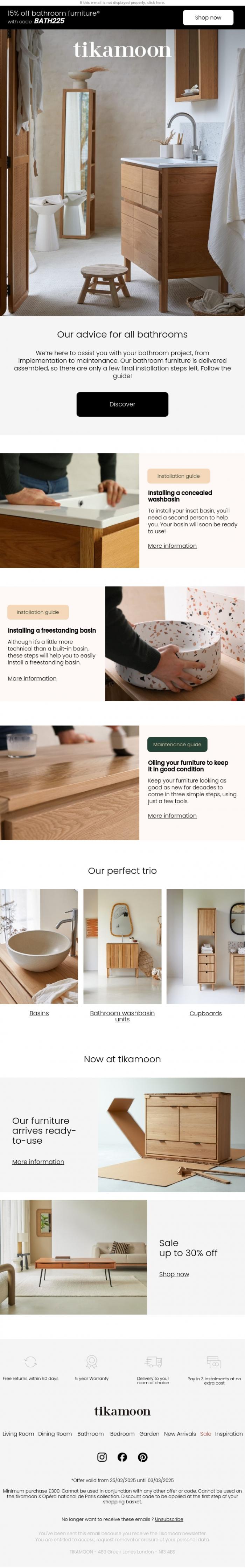 Email Design Inspiration from Tikamoon, 💧 Assisting you with your bathroom project