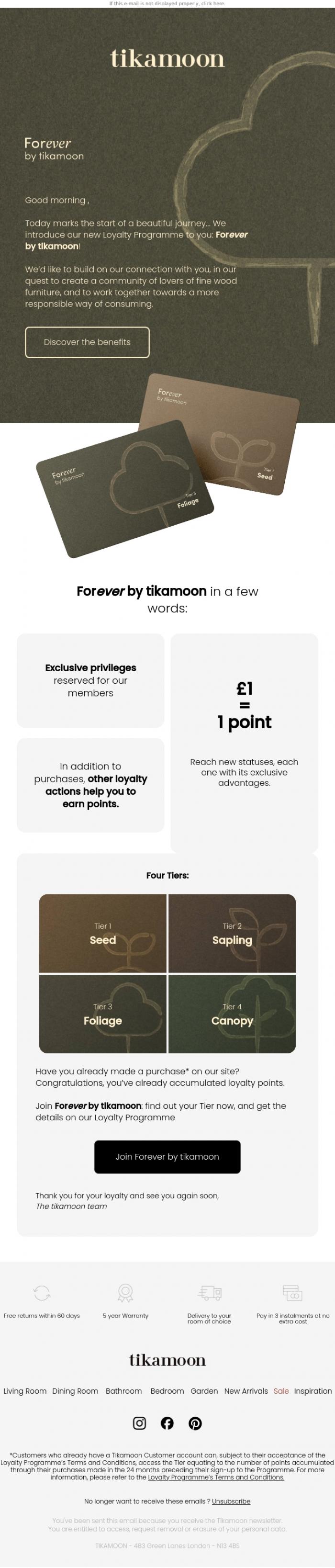 Email Design Inspiration from Tikamoon, 🌿Your loyalty rewarded