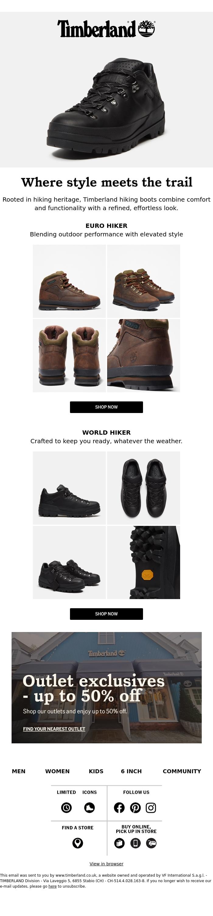 Email Design Inspiration from Timberland, Take on every trail 🥾