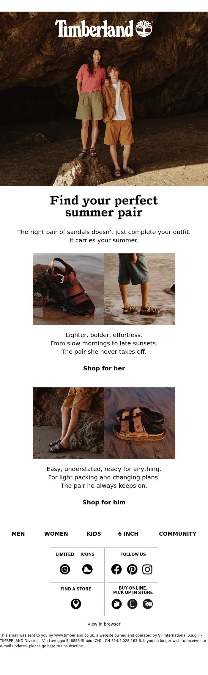 Email Design Inspiration from Timberland, Comfort you'll live in all season