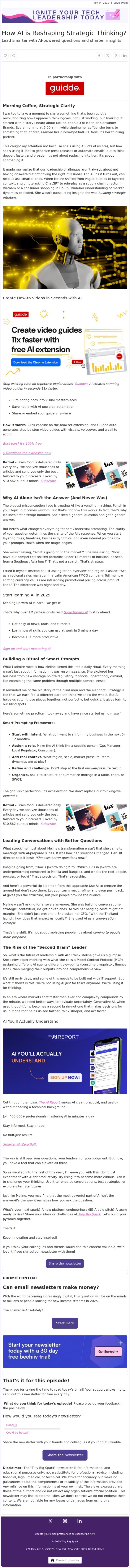 Email Design Inspiration from Tiny Big Spark, How AI is Reshaping Strategic Thinking?