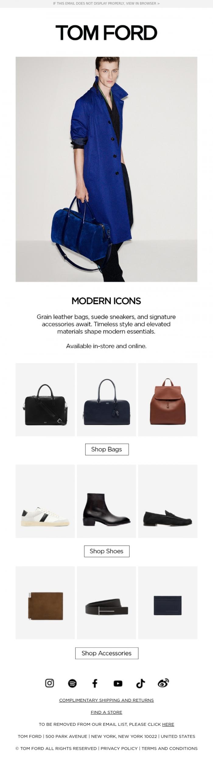 Email Design Inspiration from TOM FORD, MODERN ICONS