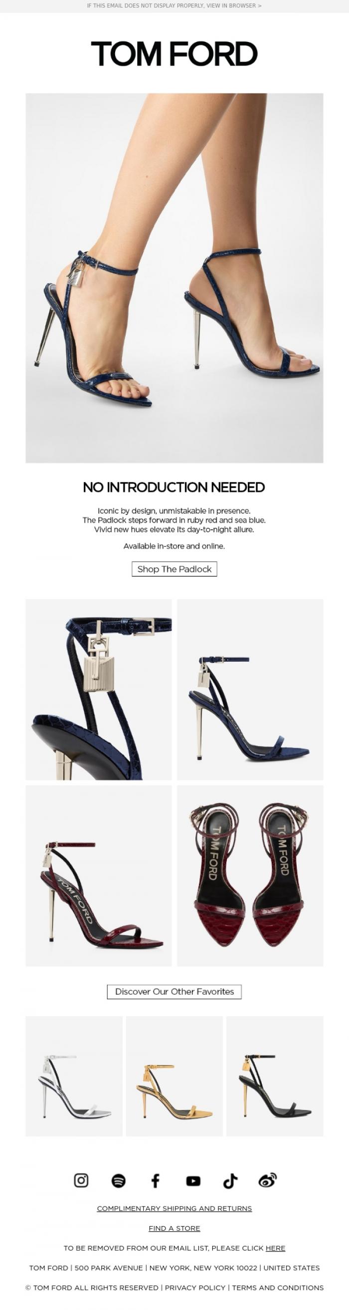 Email Design Inspiration from TOM FORD, THE ICONIC PADLOCK