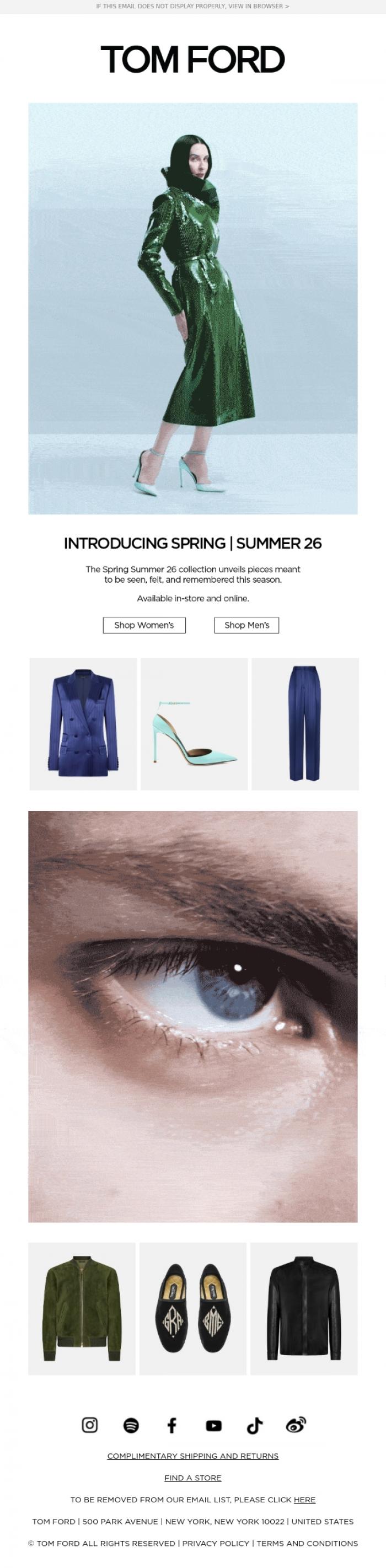 Email Design Inspiration from TOM FORD, INTRODUCING SPRING | SUMMER 26
