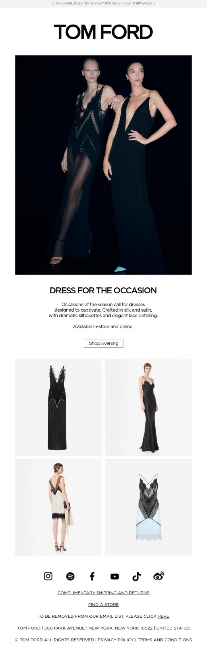 Email Design Inspiration from TOM FORD, DRESSED FOR THE OCCASION