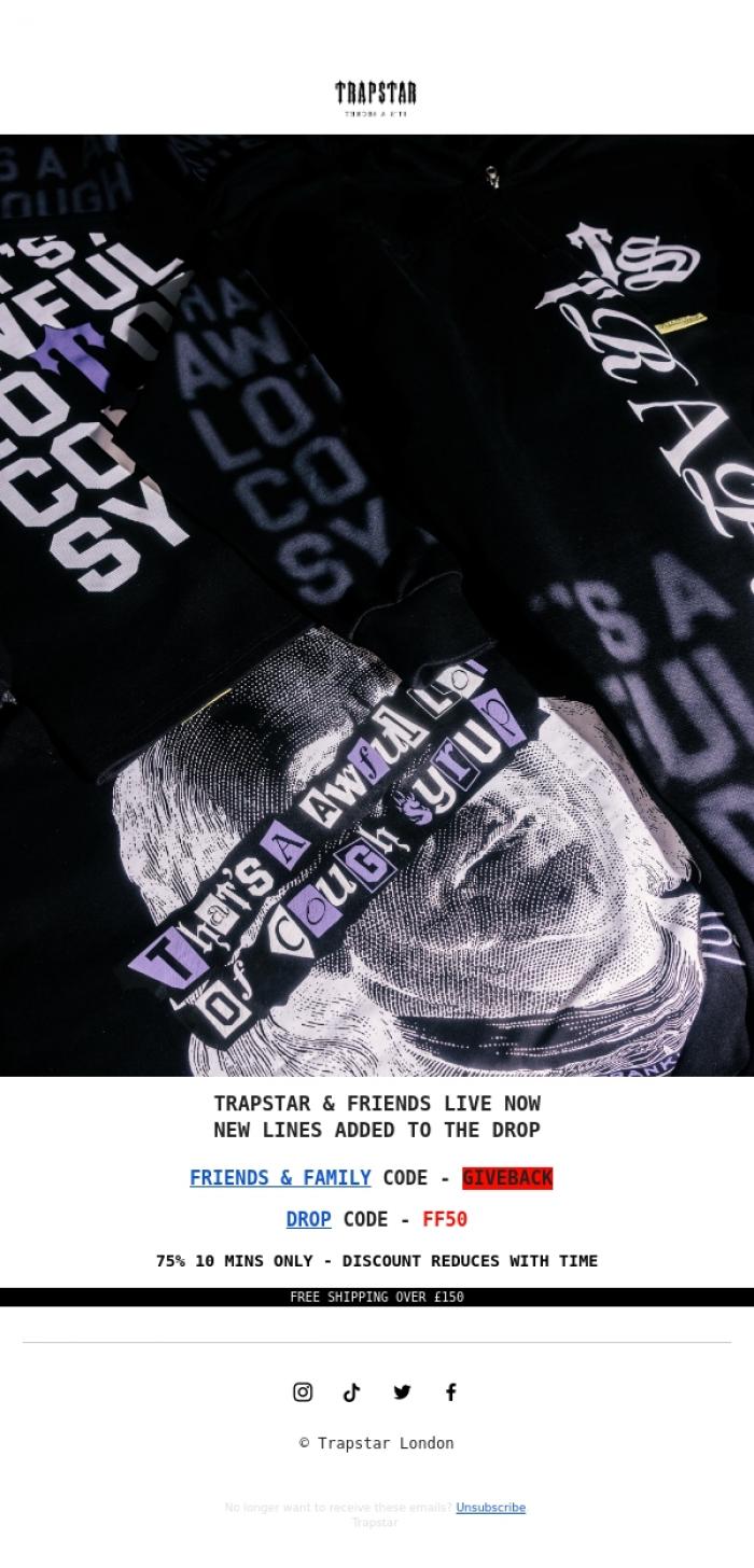 Email Design Inspiration from Trapstar London, 10 MINS ONLY // GIVEBACK CODE LIVE