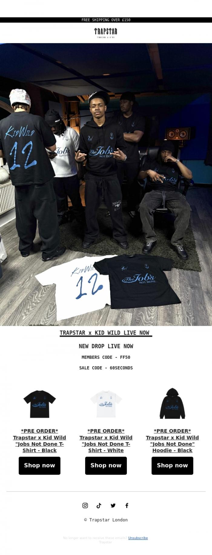 Email Design Inspiration from Trapstar London, TRAPSTAR X KIDWILD LIVE NOW