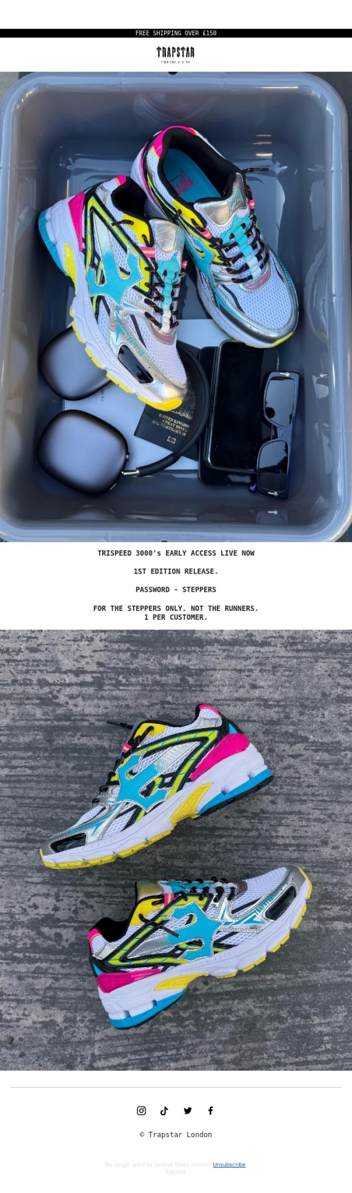 Email Design Inspiration from Trapstar London, TRISPEED 3000 LIVE NOW