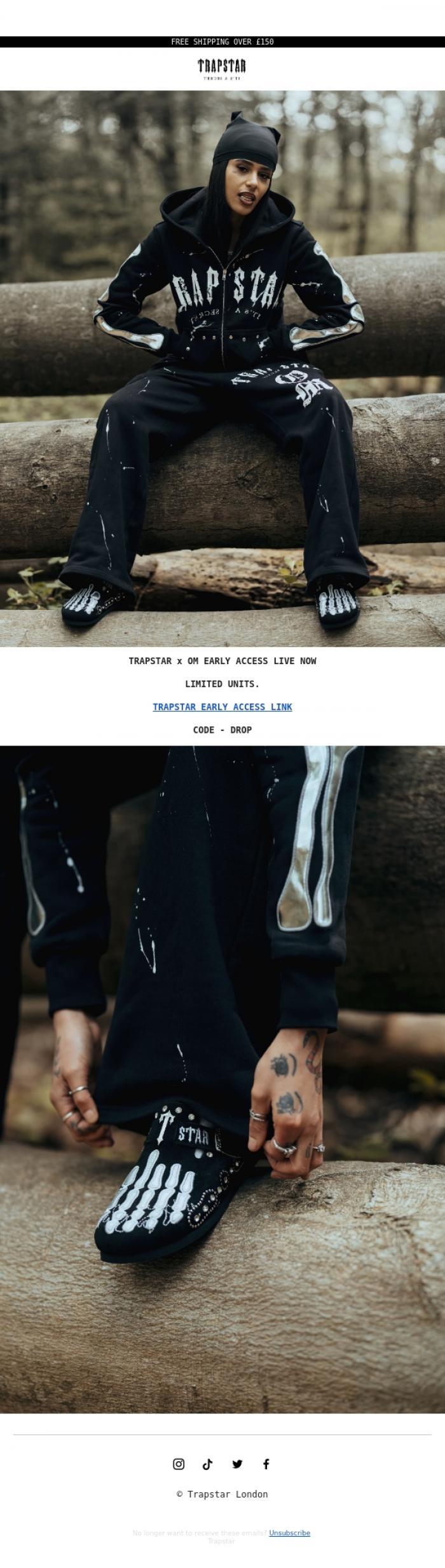 Email Design Inspiration from Trapstar London, TRAPSTAR x OM COLLAB LIVE NOW