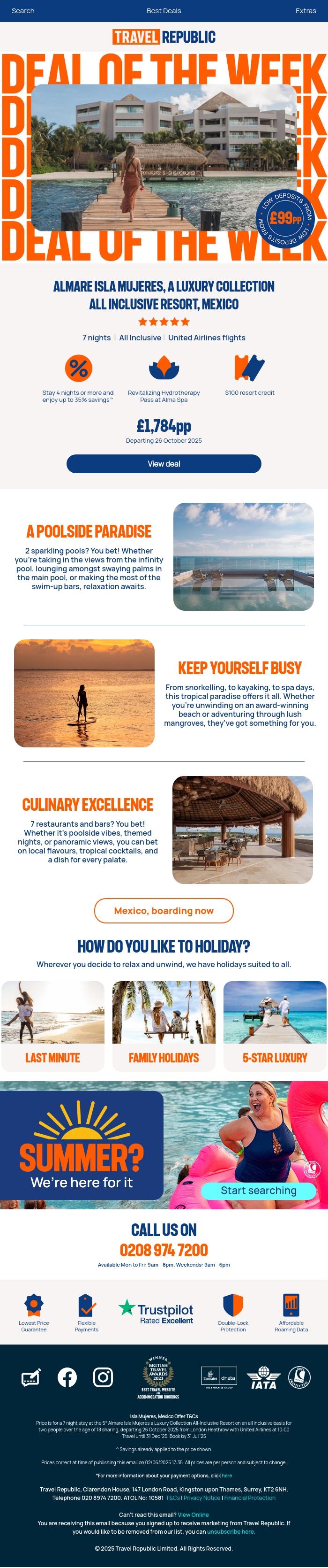 Email Design Inspiration from Travel Republic, Top Mexico deal of the week 🌟