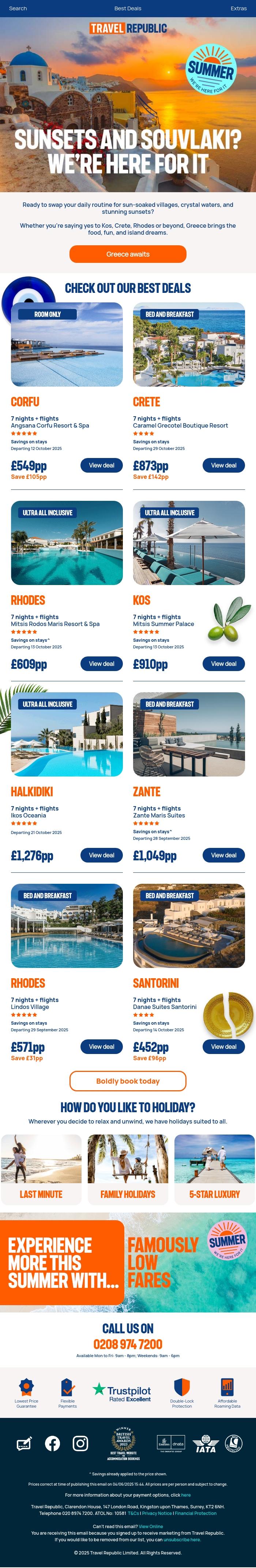 Email Design Inspiration from Travel Republic, Say opa to adventure