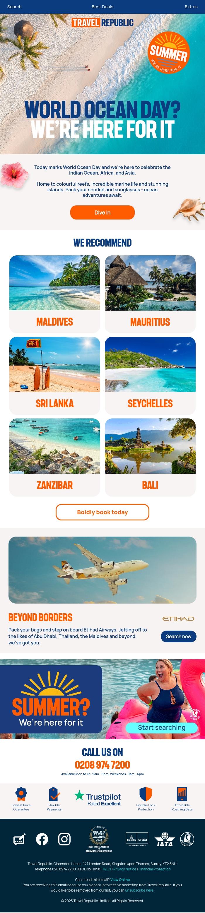 Email Design Inspiration from Travel Republic, Happy World Ocean Day 🌏
