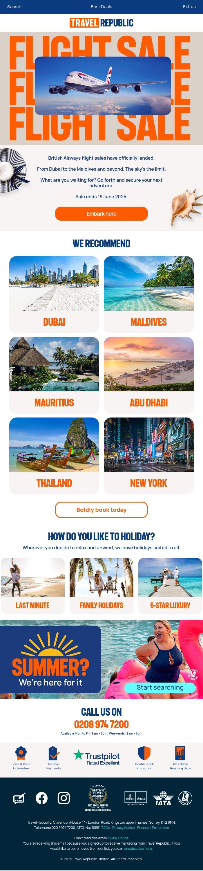 Email Design Inspiration from Travel Republic, British Airways sale now on 🛫